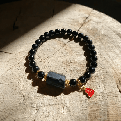 Schwarzes Turmalin &amp; Obsidian Armband · Schutzamulett