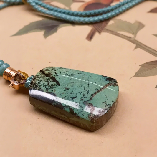 Natural Turquoise Pendant: Peaceful Mountain and Water Scenery