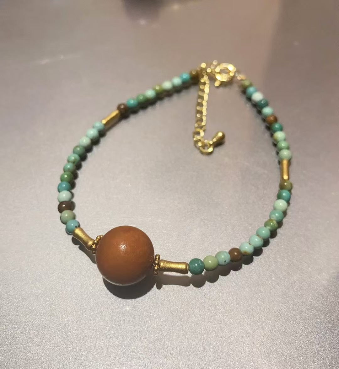 Pulsera de cera de abejas de color turquesa crudo