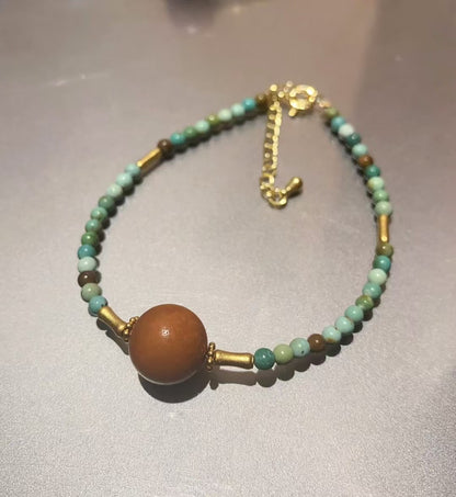 Pulsera de cera de abejas de color turquesa crudo