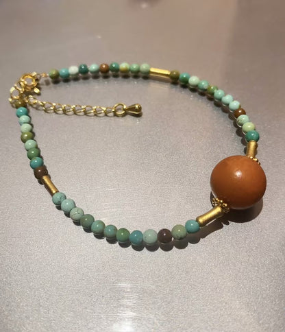 Pulsera de cera de abejas de color turquesa crudo