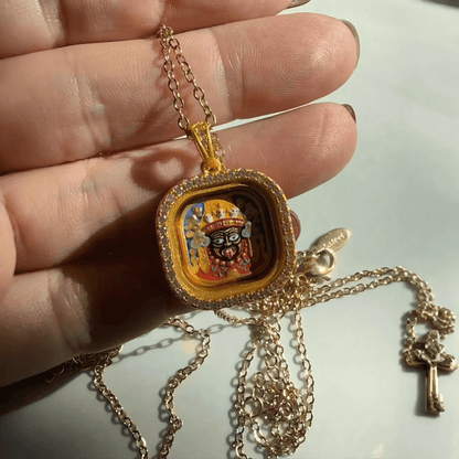  Zaki Lhamo Protector Deity Pendant, consecrated at Zaki Temple, offering protection and wealth blessings.